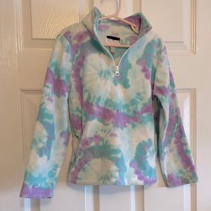 SOLD Tie dye fleece pull over jacket, size small or 5/6
